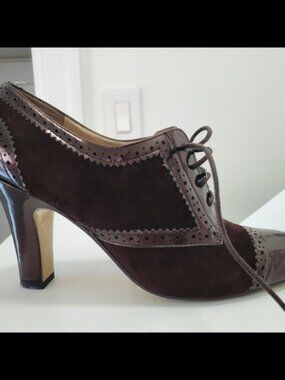 Patent Suede Shoes Ann Klein Brown‎ Size 6.5